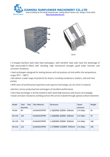 HEAT EXCHANGER MODEL HG-216 HG-84